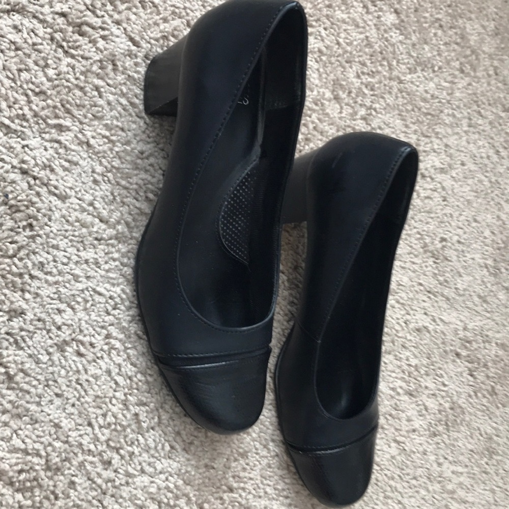 Black leather heels
